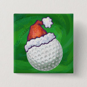 Badge Carré 5 Cm Casquettes de Noël du Ball de golf