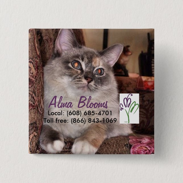 Badge Carré 5 Cm Cat (Devant)