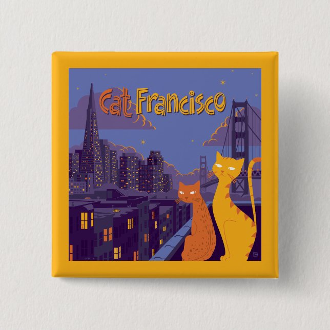 Badge Carré 5 Cm Cat Francisco (Devant)