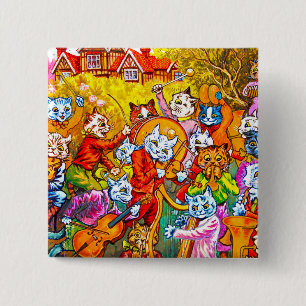 Badge Carré 5 Cm Cat Musical Band