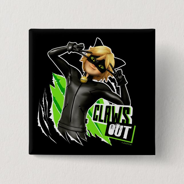Badge Carré 5 Cm Cat Noir | Graphisme de découpe (Devant)