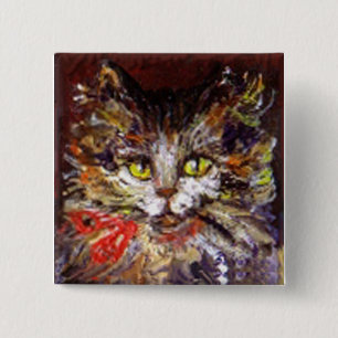 BADGE CARRÉ 5 CM CAT PORTRAIT