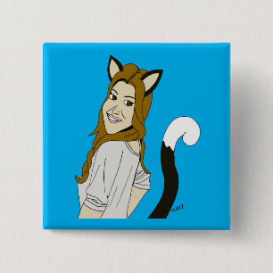 Badge Carré 5 Cm catgirl