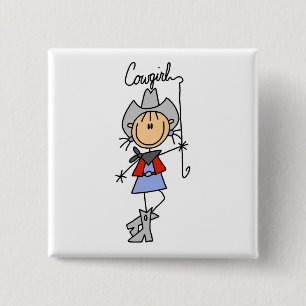 Badge Carré 5 Cm Cavalière en bâtonnets avec Lasso