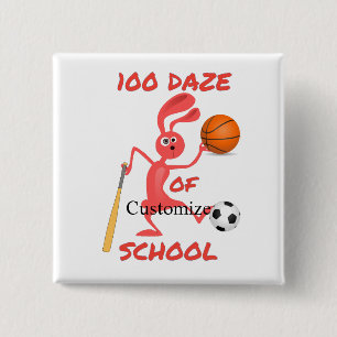 Badge Carré 5 Cm Cent Daze De L'École Thunder_Cove