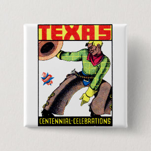 Badge Carré 5 Cm Centenaire du Texas 1936