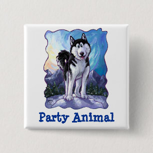 Badge Carré 5 Cm Centre du parti Husky