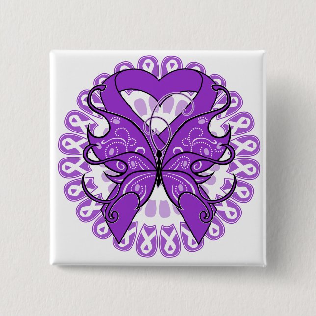 Badge Carré 5 Cm Cercle papillon Lupus de rubans (Devant)