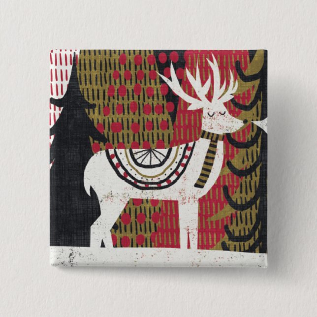 Badge Carré 5 Cm Cerfs communs originaux de Noël (Devant)