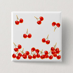 Badge Carré 5 Cm Cerise rouge tombée