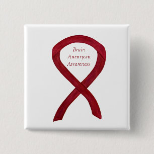 Badge Carré 5 Cm Cerveau Aneurie Sensibilisation Ruban Personnalisé
