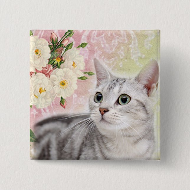 Badge Carré 5 Cm Cessez de sentir les roses (Devant)
