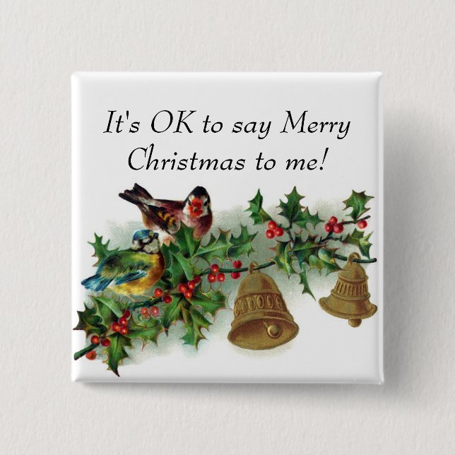 Badge Carré 5 Cm "C'est bon de me dire Joyeux Noël" Bouton (Devant)