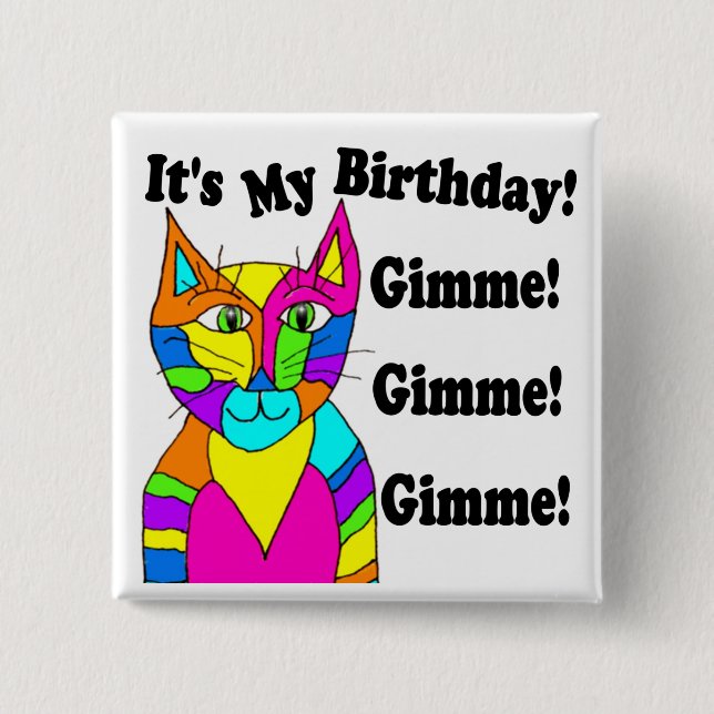Badge Carré 5 Cm C'est mon bouton d'anniversaire (Devant)