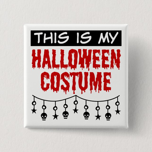 Badge Carré 5 Cm C'est mon costume d'Halloween crânes étoiles (Devant)