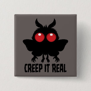 Badge Carré 5 Cm C'est réel, étrange, Mothman, créature cryptide