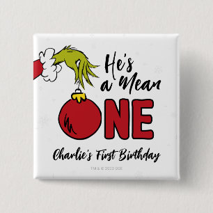 Badge Carré 5 Cm C'est un Méchant Anniversaire Grinch