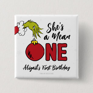 Badge Carré 5 Cm C'est une méchante Anniversaire Grinch
