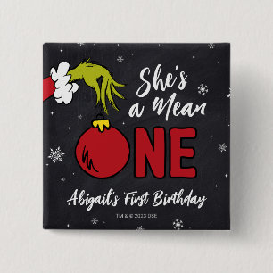 Badge Carré 5 Cm C'est une vilaine Anniversaire Grinch