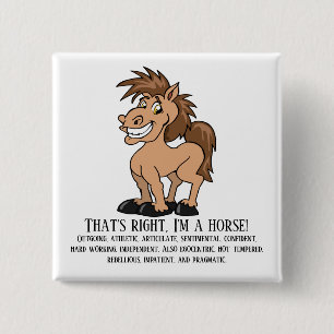 Badge Carré 5 Cm C'est vrai, je suis un cheval