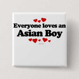 Badge Carré 5 Cm Chacun aime un garçon asiatique