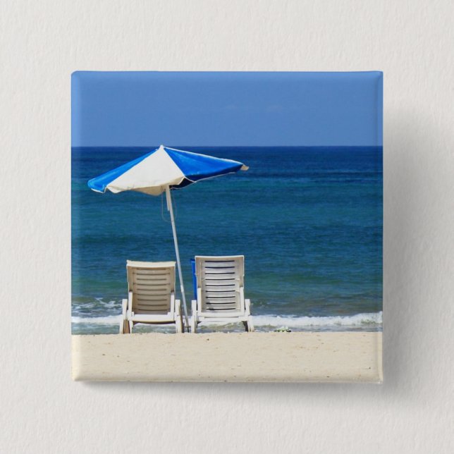 Badge Carré 5 Cm Chaises de plage (Devant)