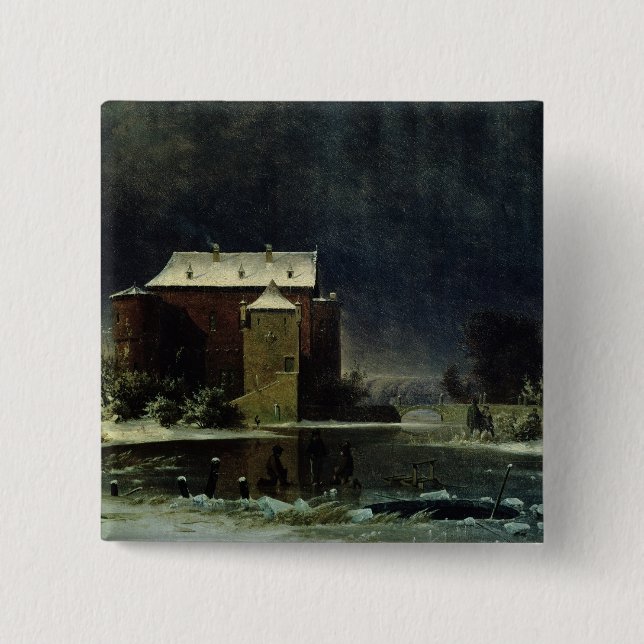 Badge Carré 5 Cm Chambre hantée dans la neige, 1848 (Devant)