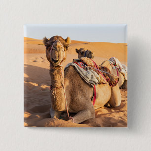 Badge Carré 5 Cm Chameau dans le désert d'Oman