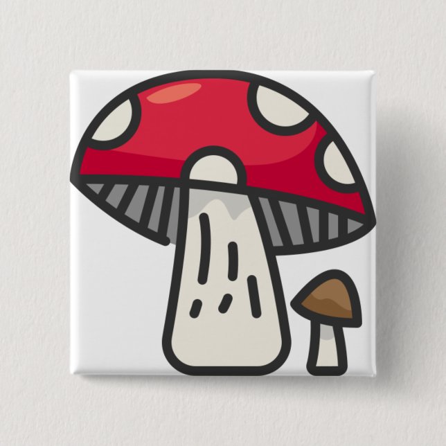 Badge Carré 5 Cm champignon (Devant)