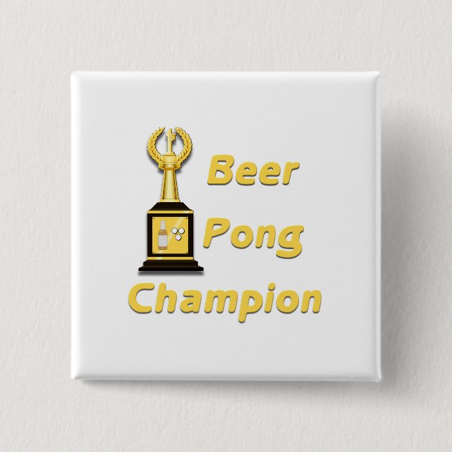 Badge Carré 5 Cm Champion de la bière Pong (Devant)