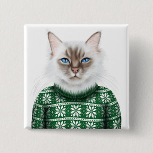 Badge Carré 5 Cm Chandail de chat de Kitty