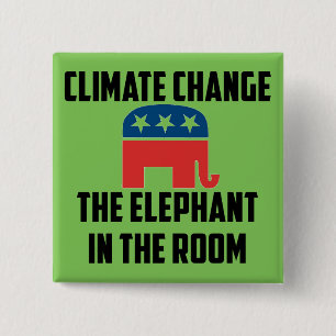 Badge Carré 5 Cm Changement climatique : L'éléphant dans la chamb