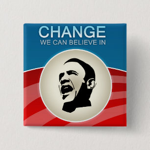 Badge Carré 5 Cm Changement de Barack Obama que nous pouvons croire