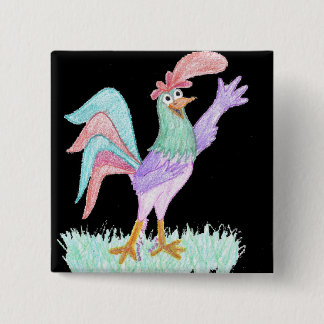 Badge Carré 5 Cm Chanter un coq