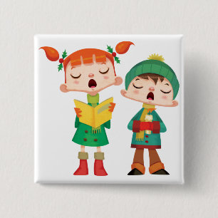 Badge Carré 5 Cm Chants de Noël de chant