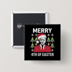 Badge Carré 5 Cm Chapeau de Noël de Joe Biden Santa Merry 4th de Pâ