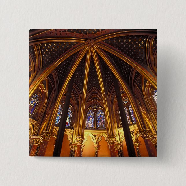 Badge Carré 5 Cm chapelle basse de La Sainte-Chapelle, Paris, (Devant)