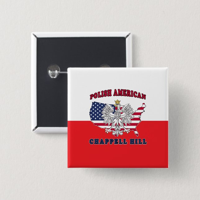 Badge Carré 5 Cm Chappell Hill Texas Polonais Américain (Devant & derrière)