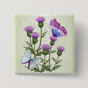 Badge Carré 5 Cm Chardons et papillons