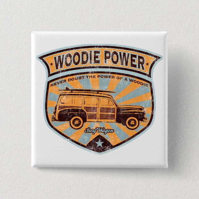 Badge Carré 5 Cm Chariot de Woodie (Devant)