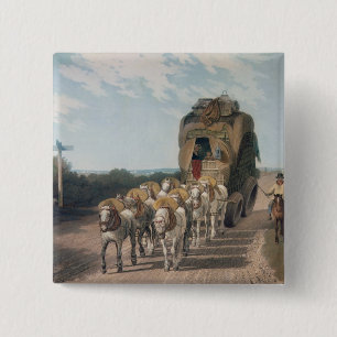Badge Carré 5 Cm Chariot d'étape, gravé par J. Baily
