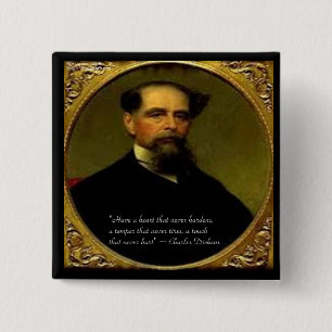 Badge Carré 5 Cm Charles Dickens & Citation Poignante