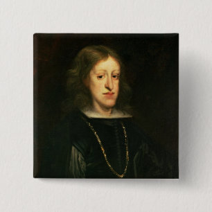 Badge Carré 5 Cm Charles II de l'Espagne