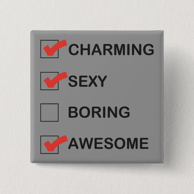 Badge Carré 5 Cm Charme (Devant)