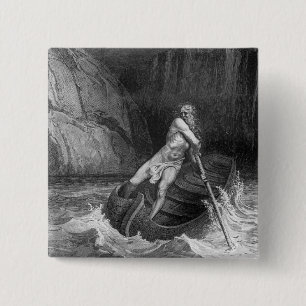 Badge Carré 5 Cm Charon, le passeur de l'enfer