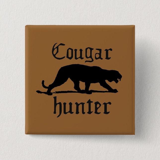 BADGE CARRÉ 5 CM CHASSE DE COUGAR (Devant)