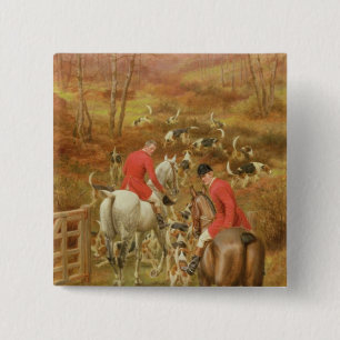 Badge Carré 5 Cm Chasse Scene, 1906
