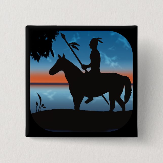 Badge Carré 5 Cm Chasseur d'Apache (Devant)