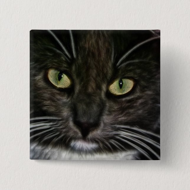 Badge Carré 5 Cm Chat (Devant)