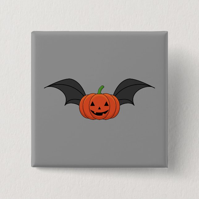 Badge Carré 5 Cm Chat Citrouille d'Halloween (Devant)